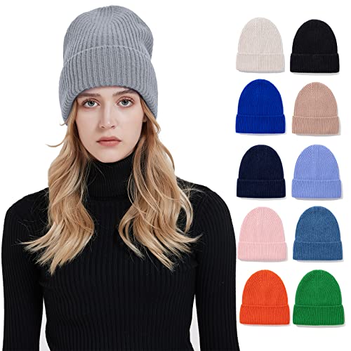 HEYANN Strickmütze Grey Damen, Wollmütze Damen Unisex Knit Beanie Hat Weich Nette Warm Beanie Hat Wollmütze für Herren Damen Warme Manschette Mütze Kappe Hut Mütze (Grey) von HEYANN