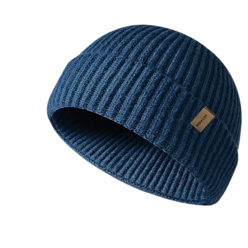 HEYANN Trawler Beanie Watch Hat,Fisherman Beanie Mütze für Männer Frauen Klassische Manschetten-Schädelmützen Kurzer Uhrenhut Trawler Beanie (Blauer See) von HEYANN