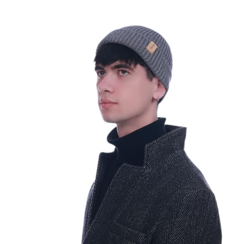 HEYANN Trawler Beanie Watch Hat,Fisherman Beanie Mütze für Männer Frauen Klassische Manschetten-Schädelmützen Kurzer Uhrenhut Trawler Beanie (Grau) von HEYANN