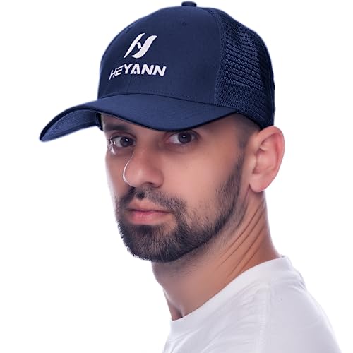 HEYANN Baseball Cap Herren Sommer, Unisex Trucker Cap Herren Damen Kappe Sporty Trucker Mesh Baseball Cap Dunkelblau Cap Basecap UV Baseballmütze Sonnenschutz (Dunkelblau) von HEYANN