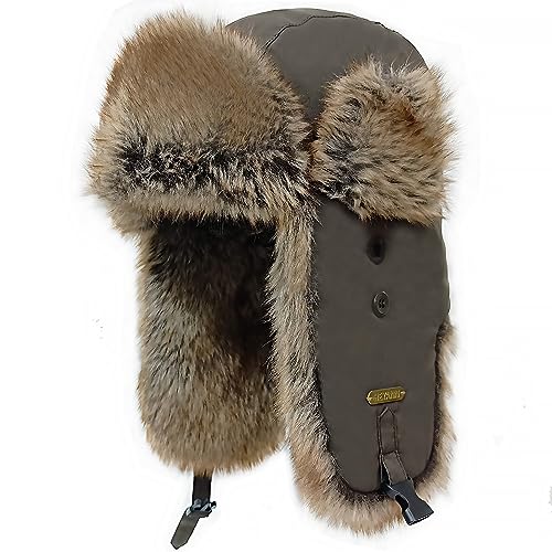 HEYANN Uschanka Fliegermütze Herren Trapper Russische Mütze Warme Mütze mit Ohrenklappen Russische Fellmütze Damen Wintermütze Unisex Fliegermütze Fellmütze für Herren (L/XL, Braun) von HEYANN