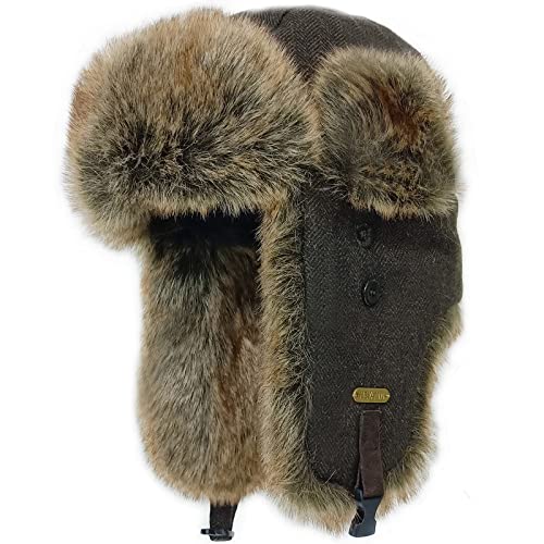 HEYANN Winter Trapper Mütze, Kunstpelz Fliegermütze Warme Russische Uschanka Herren Winter Bombermützen für Männer Frauen mit Ohrenklappen Winddicht Outdoor, Brownrenzi-sanse, XXL/3XL von HEYANN