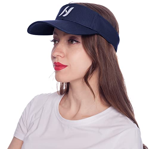 HEYANN Visor Cap Damen, Schirmkappe Damen Unisex Visor Cap Sonnenhut Dunkelblau Sonnenhut Herren und Damen UV Tennis Cap Damen Sport Hüte Visier für Damen Baseball Cap (Dunkelblau) von HEYANN