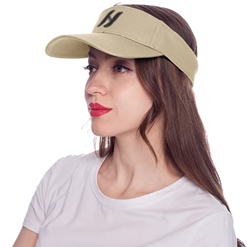 HEYANN Visor Cap Damen Beige, Unisex Visor Sonnenhut Schirmmütze Sonnenhut Sonnenvisor Hüte Damen Weich Verstellbare Baseball Cap UV Schutz Tennis Cap für Herren und Damen(Beige) von HEYANN