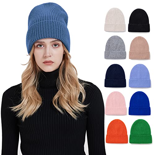 HEYANN Wintermütze Strickmütze Unisex Knit Beanie Hat Weich Nette Warm Beanie Hat Wollmütze für Herren Damen Warme Manschette Mütze Kappe Hut Mütze (Dunstblau) von HEYANN