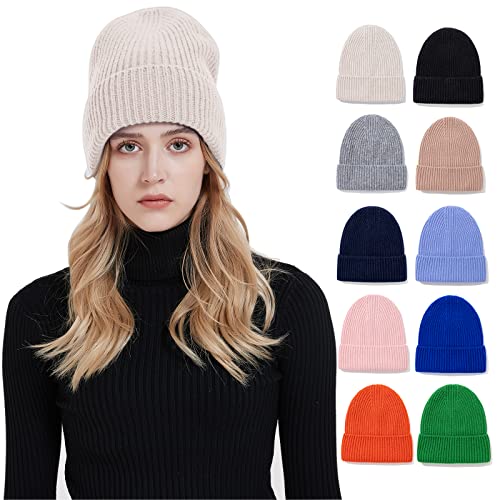 HEYANN Wintermütze Strickmütze Unisex Knit Beanie Hat Weich Nette Warm Beanie Hat Wollmütze für Herren Damen Warme Manschette Mütze Kappe Hut Mütze (Elfenbeinweiß) von HEYANN