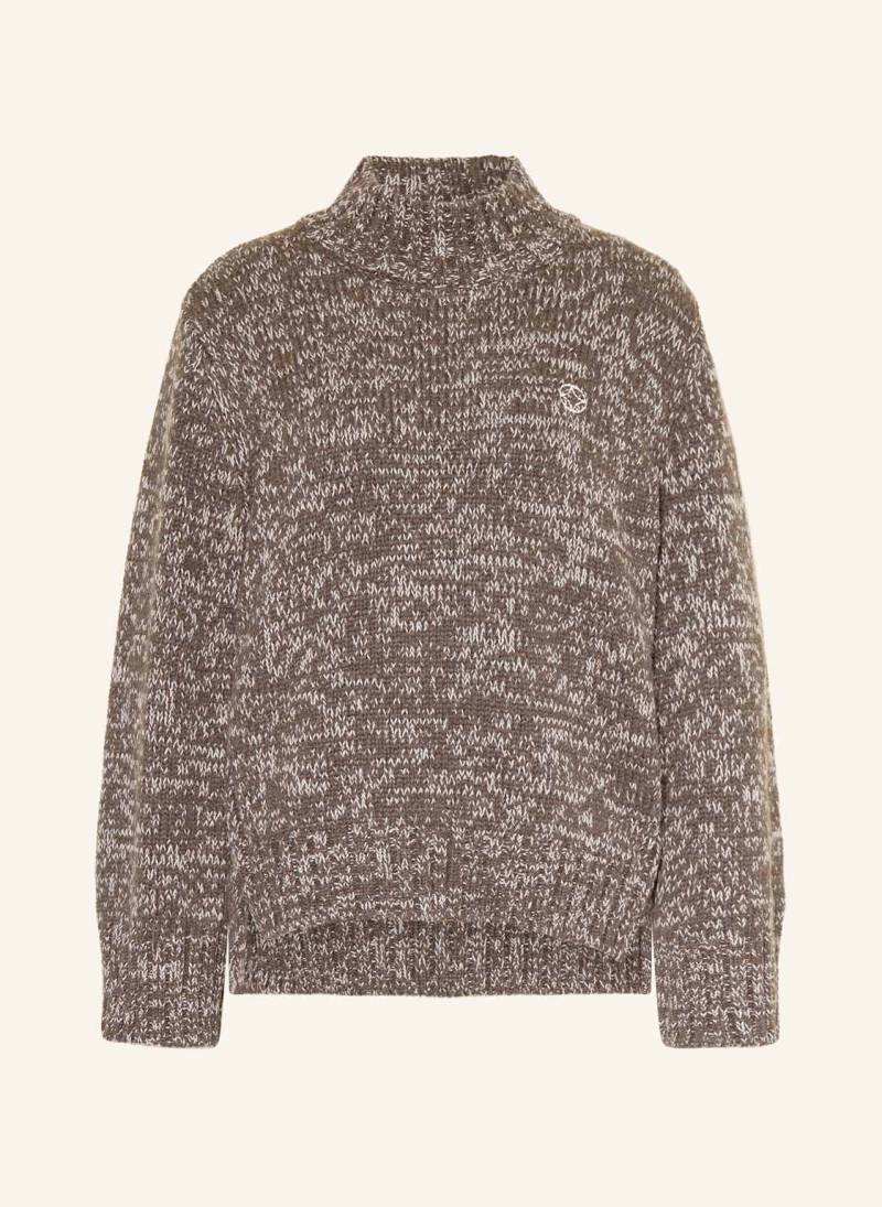 Heyanno Pullover Mmhgrace Im Materialmix braun von HEYANNO