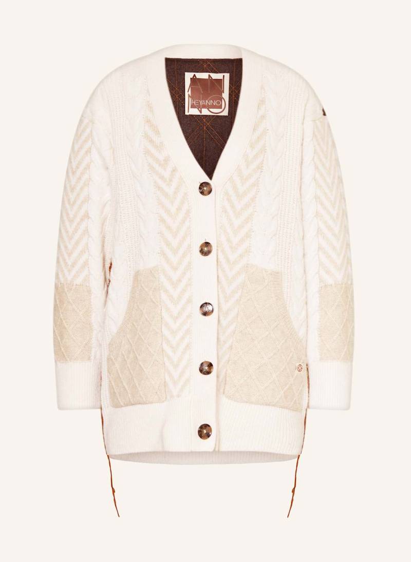Heyanno Strickjacke Mmhgrand Im Materialmix weiss von HEYANNO