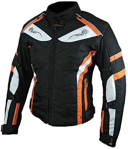 HEYBERRY Damen Motorrad Jacke Motorradjacke Textil Schwarz Orange Gr. L / 40 von HEYBERRY