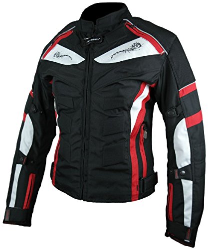 HEYBERRY Damen Motorrad Jacke Motorradjacke Textil Schwarz Rot Gr. L / 40 von HEYBERRY