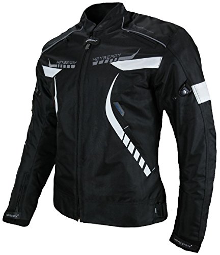 HEYBERRY Damen Motorradjacke Textil Schwarz Weiß Gr. XL / 42 von HEYBERRY