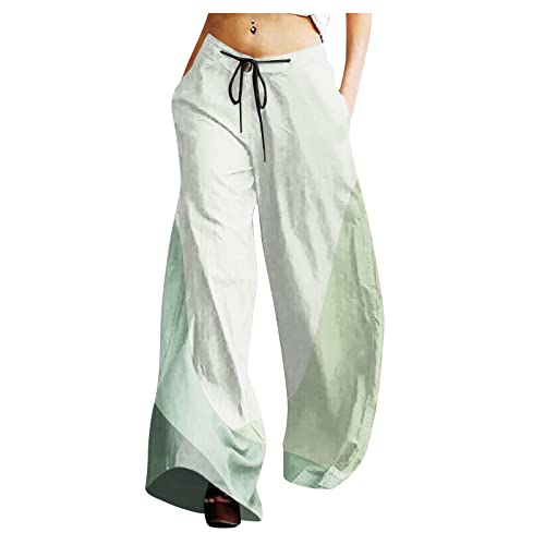 HEYCE Haremshose Damen Jogginghose Damen Leichte Hose Damen Sommer Hosenrock Ladies Hose Weites Bein Hose Wide Leg Pants Palazzo Hose Damen Sommer Bedruckte Damenhosen Yogahose Damen Grün S von HEYCE