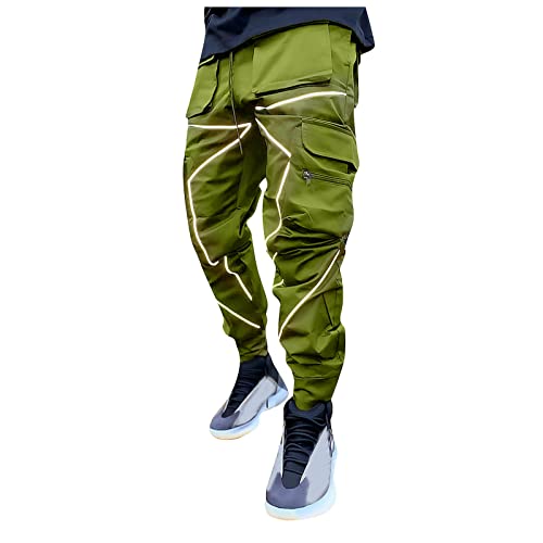 Jogginghose Herren Trekkinghose Herren Track Pants Herren Regular Fit Stretch Pants Herren Elastische Taille mit Kordelzug Jogger mit Viele Taschen Sommer Outdoor Hosen für Herren Grün L von HEYCE