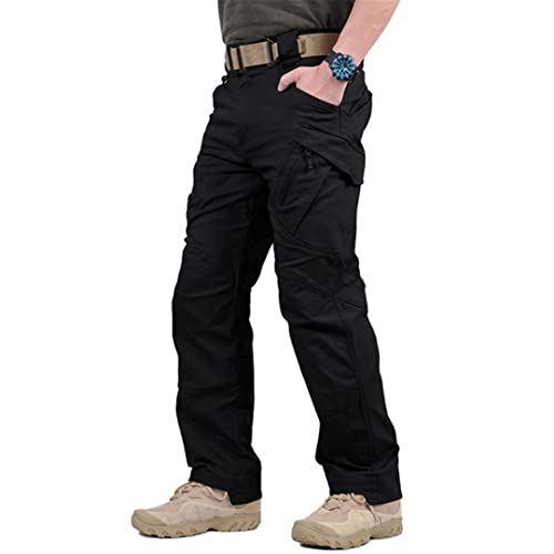 Cargohose für Herren, Outdoor, Militär-Camouflage-Hose, lässige Multi-Taschen-Hose, Herren-Arbeits-Jogginghose, Schwarz IX9 4XL von HEYDHSDC