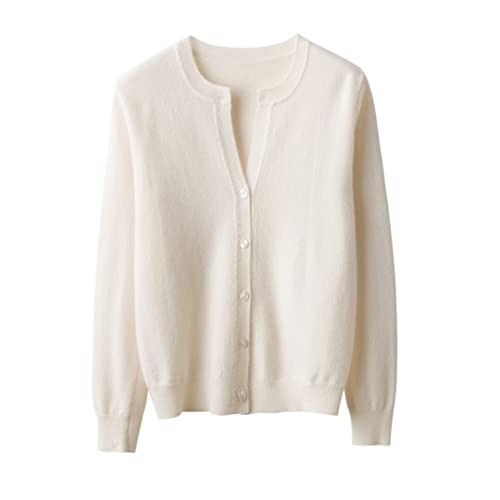 Damen Kaschmir Pullover 100% Kaschmir Pullover Herbst und Winter Damen O-Ausschnitt Cardigan Casual Female Jacke Warm Tops von HEYDHSDC