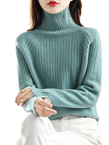 HEYDHSDC Damen Rollkragen Dicker Langarm Pullover Casual Lose Pullover 100% Wolle Strickpullover, Gn, XX-Large HEYDHSDC Damen Rollkragen Dicker Langarm Pullover Casual Lose Pullover 100% Wolle Strickpullover, Gn, XX-Large von HEYDHSDC