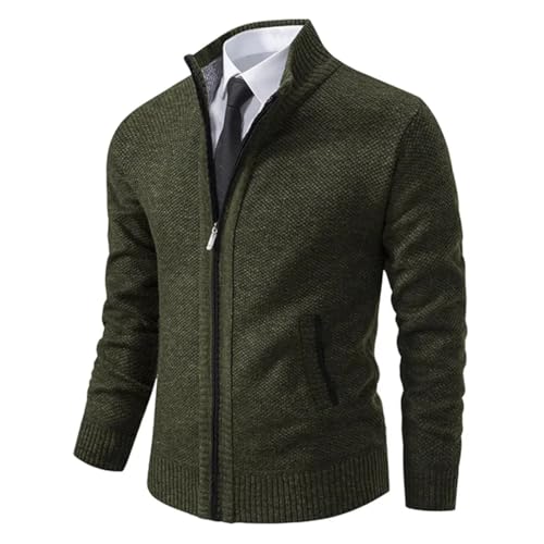 HEYDHSDC Herren Pullover Pullover Herbst Strickjacke Winter Fleece Kaschmir Stricken Reißverschluss Jacke Mantel Army GN 801 M 50-55kg von HEYDHSDC