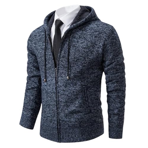 HEYDHSDC Herren Pullover Pullover Herbst Strickjacke Winter Fleece Kaschmir Stricken Reißverschluss Jacke Mantel Blue 802 M 50-55kg von HEYDHSDC