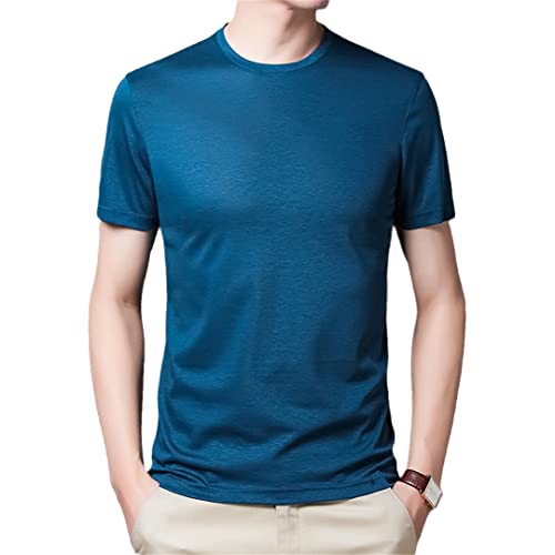 HEYDHSDC Herren Sommer T-Shirts Seide Kurzarm Einfarbig Slim Fit Rundkragen T-Shirts von HEYDHSDC