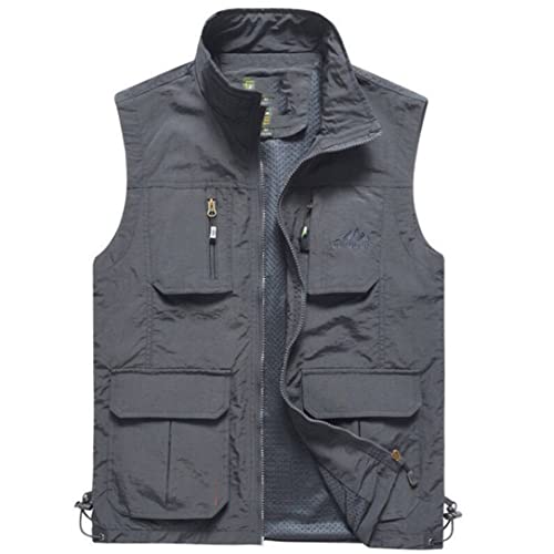 HEYDHSDC Sommer Mesh Dünne Multi Pocket Vest für Herren Casual Ärmellose Jacke mit vielen Taschen Reporter Weste von HEYDHSDC