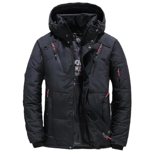 HEYDHSDC Winterjacke Herren Daunen Warme Kapuzenmäntel Herren Windjacke Verdicken Parkas Outwear Black Asian Size XXL von HEYDHSDC