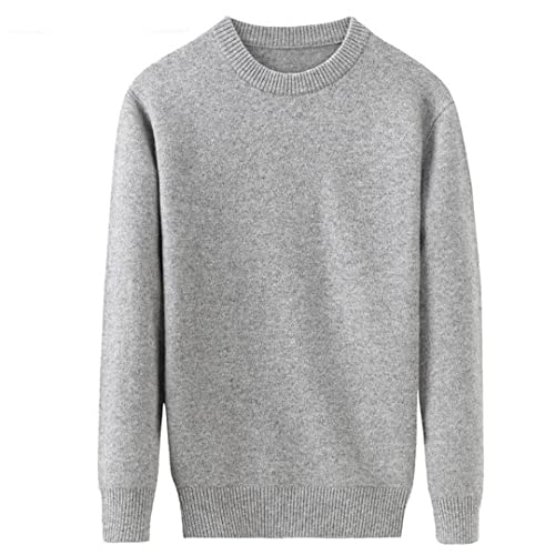 Herbst Winter Verdickung 100% Kaschmir Pullover Herren Casual Computer Strick O-Neck Pullover Übergröße Grau 4XL von HEYDHSDC