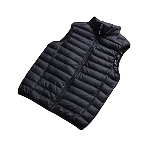 Herren Ultraleichte Daunenweste, verstaubare Pufferweste, Schwarz, L von HEYDHSDC