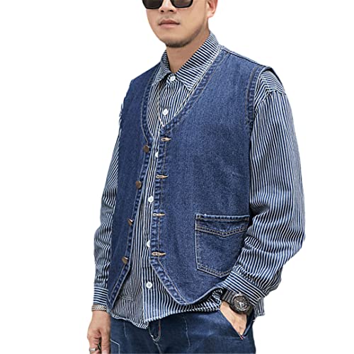 Jeansweste Weste Sommer Herren Jeans Jacke Herren Blau 6XL von HEYDHSDC