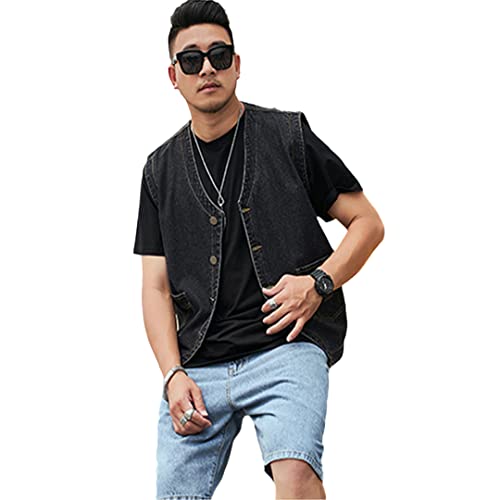 Jeansweste Weste Sommer Herren Jeans Jacke Herren Schwarz 7XL von HEYDHSDC
