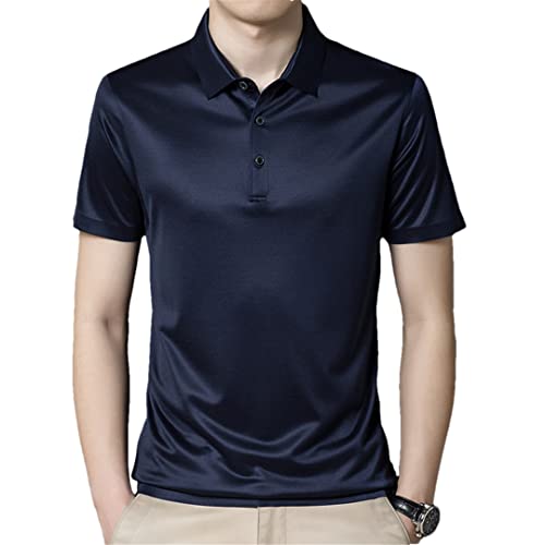 Maulbeerseide Herren Poloshirts Kurzarm Solid Colir Casual Male T-Shirts Sommer Simple Man Tees von HEYDHSDC