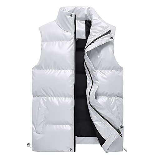Winter Casual Herren Daunenweste Ärmellose Jacke Outwear Weiche Einfarbig Daunenmäntel Herren Warme Weste Herren Weste Weiß L von HEYDHSDC