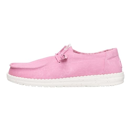 HEYDUDE Wendy Canvas Damen - Slip on Flache Schuhe - Mokassin Stil - Fingerhut Rosa, 39 von HEYDUDE