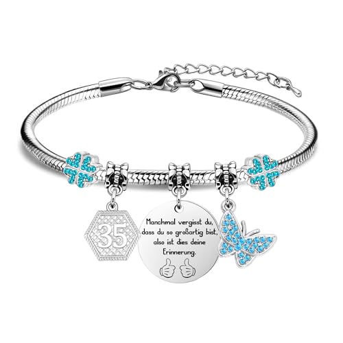 HEYEJET Personalisierter 35. Geburtstag Schmuck Geschenke für Sie Silber Armband für 35 Jahren Damen Mama Tante Schwester Freundin Kollege Lehrer Geburtstagsgeschenke (35.) von HEYEJET