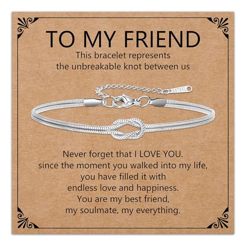 HEYEJET An meine Freundin Armband Silber Schlangenknoten Armbänder für Frauen Beste Freundin Geschenke zum Geburtstag Muttertag Weihnachten Schmuck Accessoire (Freundin-Silber) von HEYEJET