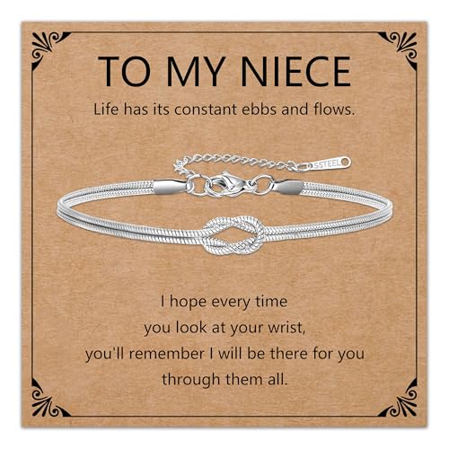 HEYEJET An meine Nichte Armband Silber Schlangenknoten Armbänder für Frauen Mädchen Nichte Geschenke zum Geburtstag Weihnachten Schmuck Accessoire (Nichte-Silber) von HEYEJET