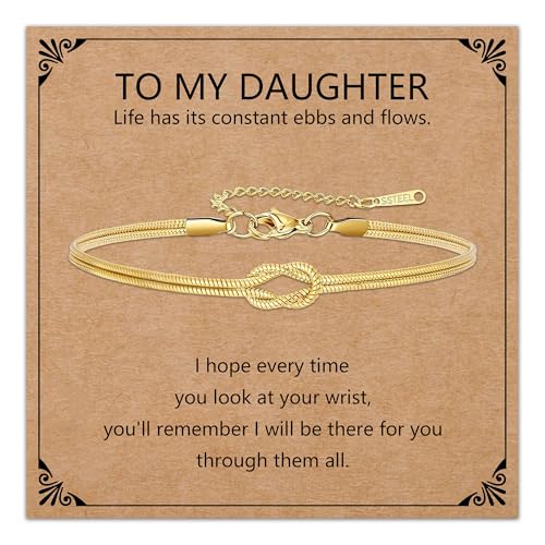 HEYEJET An meine Tocher Armband Gold Schlangenknoten Armbänder für Frauen Tochter Geschenke zum Geburtstag Weihnachten Schmuck Accessoire (Tochter-Gold) von HEYEJET