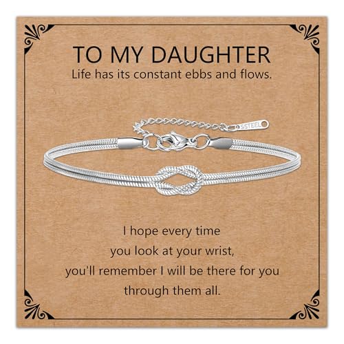 HEYEJET An meine Tocher Armband Silber Schlangenknoten Armbänder für Frauen Tochter Geschenke zum Geburtstag Weihnachten Schmuck Accessoire (Tochter-Silber) von HEYEJET