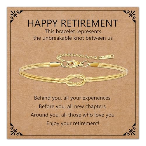 HEYEJET Geschenke zum Ruhestand für Frauen Männer Unendlichkeit Freundschaft Armband für Kollegen beste Mitarbeiter Abschiedsgeschenke Dankeschön-Geschenke (Ruhestand-Gold) von HEYEJET