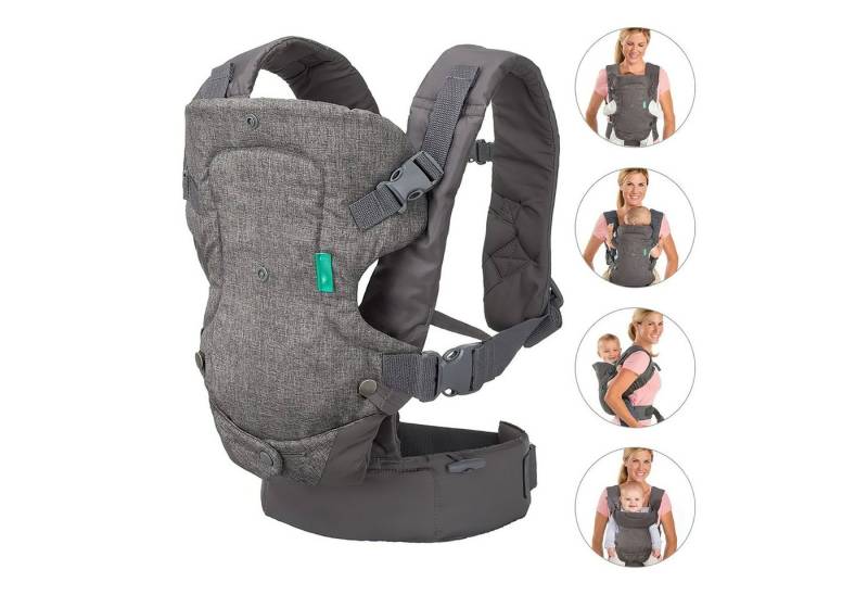 HEYHIPPO Babytrage Ergonomische Babytrage mit mehreren Sitzpositionen für Neugeborene (Leicht zu reinigende, bequeme, verstellbare Babytrage in Grau), Verstellbare Babytrage für Babys – bequem & sicher in drei Positionen von HEYHIPPO