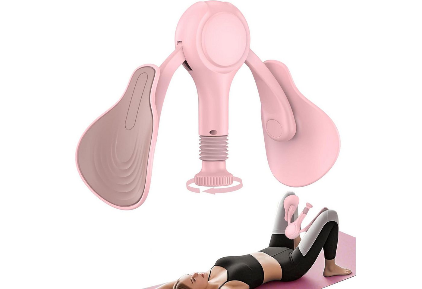 HEYHIPPO Beckenbodentrainer Oberschenkeltrainer 15×26 cm, Beckenboden & Po-Trainer für Damen, Packung, Beinwiderstandsgerät mit Feder, verstellbar, leicht 650g, für Training, Beckenbodentrainer für Damen, Oberschenkel- und Po-Training, Rosa von HEYHIPPO