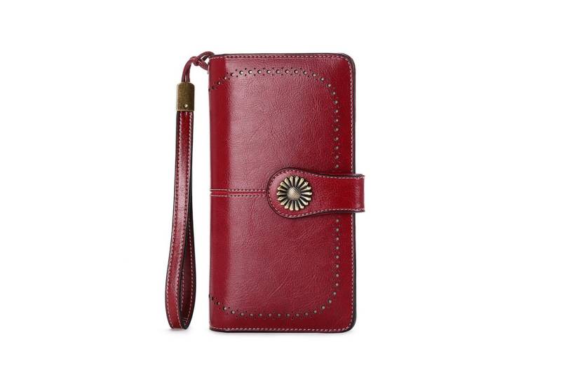 HEYHIPPO Geldbörse für Frauen Echtes Leder Kreditkarteninhaber (24 Kartenfächer,2 ID-Fächer), mit RFID-Blockierung große Kapazität Armband, 19.5*10.5*3.5cm von HEYHIPPO