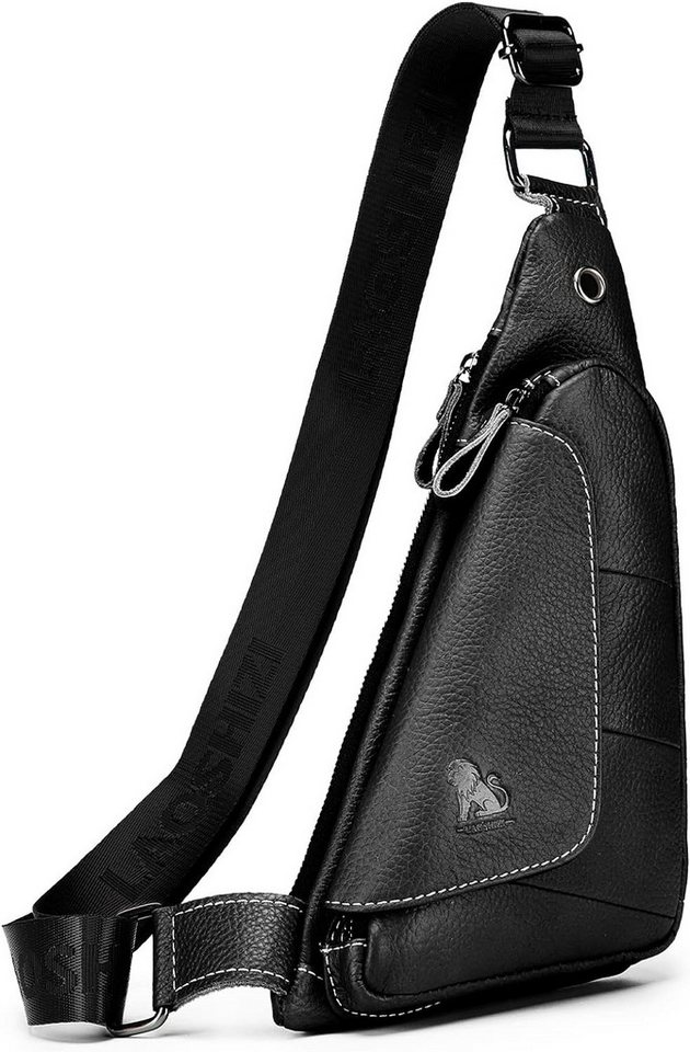 HEYHIPPO Umhängetasche Herren-Umhängetasche aus echtem Leder, Brusttasche aus Rindsleder, (Retro-Umhängetasche, Handtasche, Dreieckstasche, 30 x 20 x 3,5 cm), mehrere Reißverschlussfächer, ausgezeichnete Weichheit von HEYHIPPO