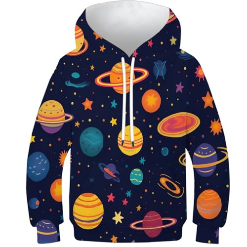 Cartoon Planet Unisex Teen Boys Girls 3D Printed Hoodies Kids Sportswear Anime Space Pullover Hooded Funny Clothes Long Sleeve with Pockets for 6-15 Years 11-13Y von HEYLInUP