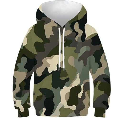 HEYLInUP Camouflage Unisex Teen Boys Girls 3D Printed Hoodies Kids Sportswear Designs Green Pullover Hooded Novelty Coat Long Sleeve with Pockets for 6-15 Years 7-9Y von HEYLInUP