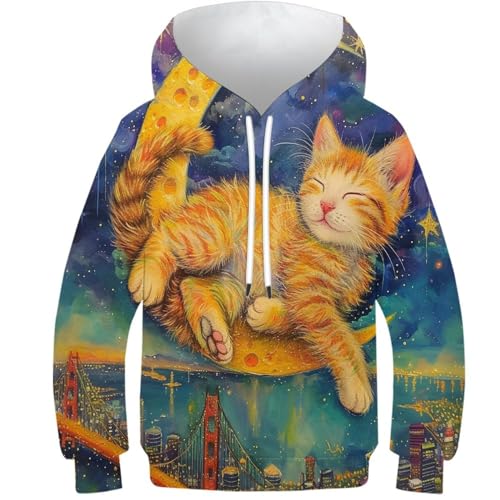 HEYLInUP Cat Unisex Teen Boys Girls 3D Printed Hoodies Kids Sportswear Kids Style Pullover Hooded Novelty Coat Long Sleeve with Pockets for 6-15 Years 9-11Y von HEYLInUP