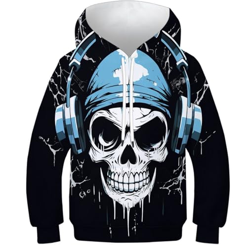 HEYLInUP Skeleton Unisex Teen Boys Girls 3D Printed Hoodies Kids Sportswear Skull Pullover Hooded Breathable Fashion Lightweight Long Sleeve with Pockets for 6-15 Years 12-14Y von HEYLInUP