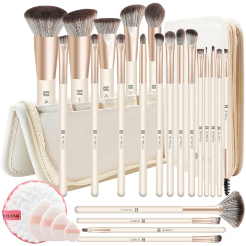 HEYMKGO Pinselset Makeup Professionelle Premium Synthetische Stiftung Pulver erröten Blending Gesicht Lidschatten Eyeliner Makeup Pinsel Kit 22PCS+4 Schwammblasen+Reinigungsschwamm+Reisekosmetiktasche HEYMKGO Pinselset Makeup Professionelle Premium Synthetische Stiftung Pulver erröten Blending Gesicht Lidschatten Eyeliner Makeup Pinsel Kit 22PCS+4 Schwammblasen+Reinigungsschwamm+Reisekosmetiktasche von HEYMKGO