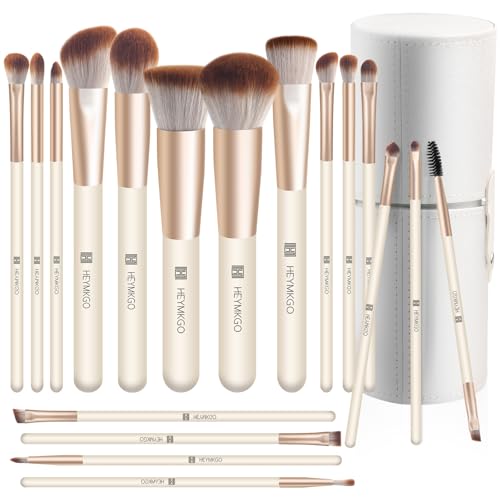 HEYMKGO Pinselset Makeup Professionelles 18 Stück Professionelle Pinsel Set, Foundation Lidschatten Augenbrauen Rouge Schminkpinsel Set hochwertige synthetische Borsten mit Aufbewahrung Geschenkbox von HEYMKGO