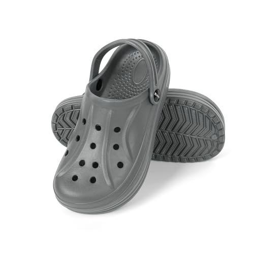 HEYO Clogs Herren Damen Leichte Gartenschuhe Pantoletten Unisex Gartenclogs Sandalen (Grau, EU Schuhgrößensystem, Erwachsene, Numerisch, M, 41) von HEYO