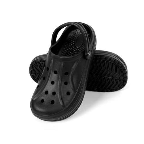 HEYO Clogs Herren Damen Leichte Gartenschuhe Pantoletten Unisex Gartenclogs Sandalen (Schwarz, EU Schuhgrößensystem, Erwachsene, Numerisch, M, 40) von HEYO